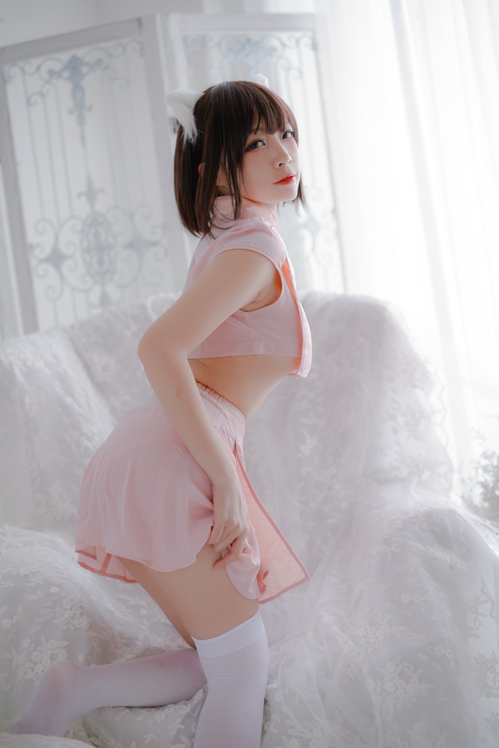 二佐Nisa 粉旗袍
