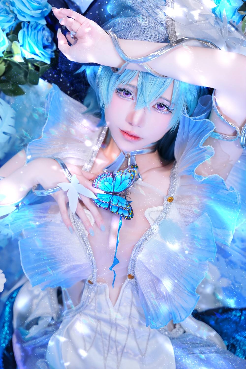 长发,薄纱,服装,白色,白色薄纱,透明薄纱,蓝色,w,Re,蝴蝶,Sally,Dorasnow