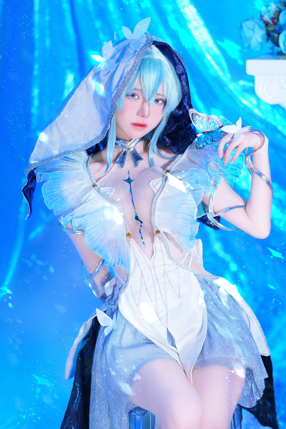 长发,薄纱,服装,白色,白色薄纱,透明薄纱,蓝色,w,Re,蝴蝶,Sally,Dorasnow