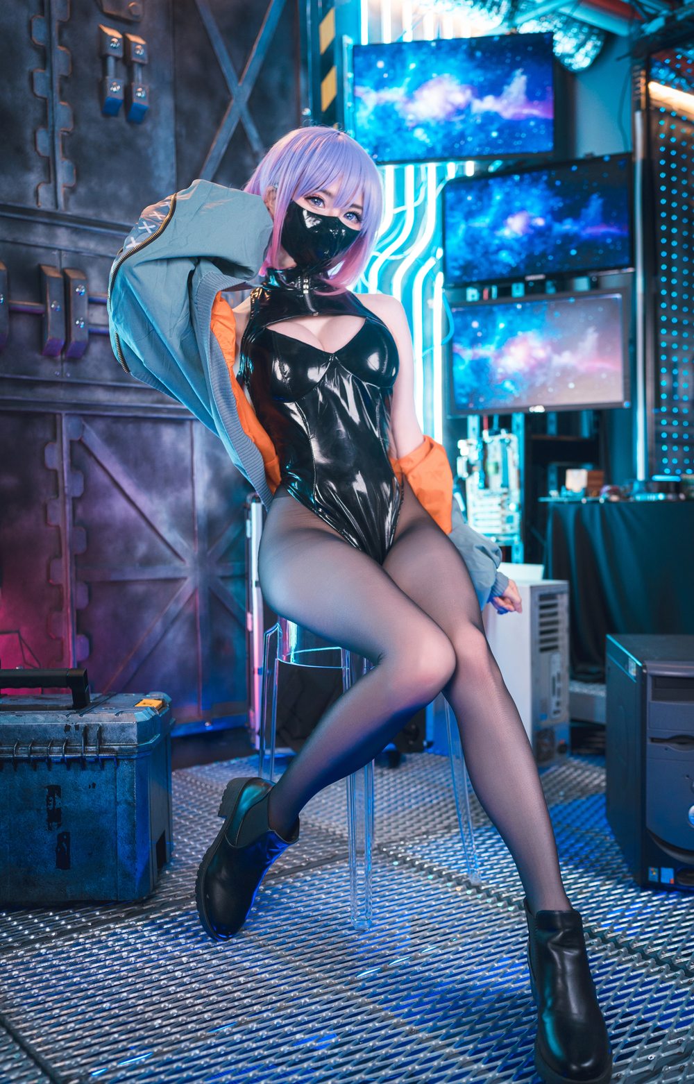 模特,女神,服装,视觉,性感,赛博朋克,黑色,连体衣,w,LUNA,短发,Sally,Dorasnow,马来西亚