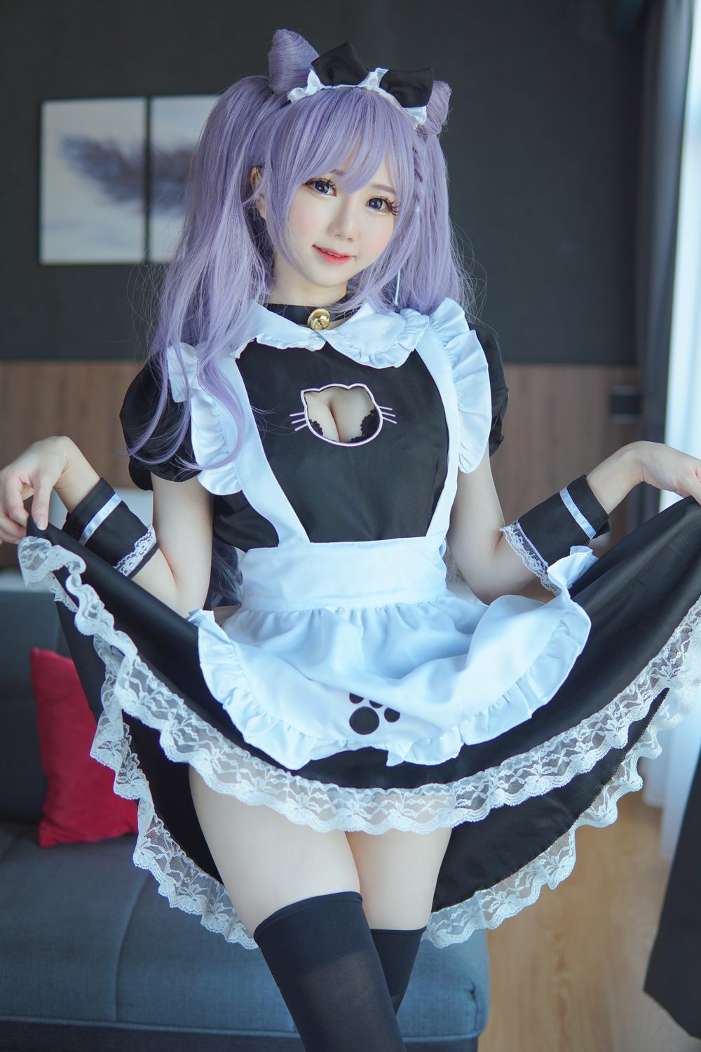 女孩,女仆,女仆装,蕾丝,少女,猫耳,仆,生日,长卷发,可爱,黑色,w,围裙,蕾丝花边,黑白女仆,Sally,Dorasnow,马来西亚,黑白女仆装