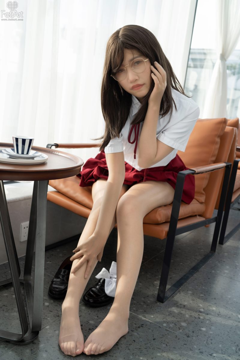 模特,作品,白色衬衫,衬衫,少女,白色,百褶裙,眼镜,静谧,经典,午后,Summer,On,Daidai,深红色百褶裙